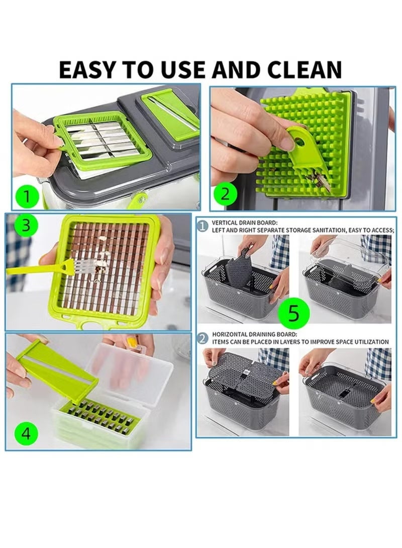 Arabian Gear 16-in-1 Vegetable & Fruit Chopper Set | Manual Food Cutter, Slicer, Dicer & Grater with Storage Box – Kitchen Accessories - Image 5